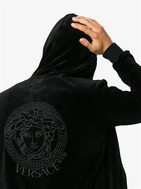 versace velour sweatshirt black|versace men's sweatshirts.